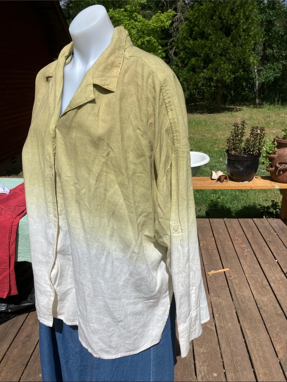 Jason Wu 3X linen flax dyed button front shirt NWT - Picture 3 of 8